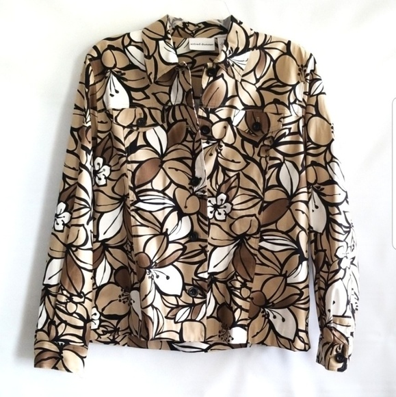 NWOT Alfred Dunner Floral Button Front Blazer Jacket Neutral - Picture 1 of 8